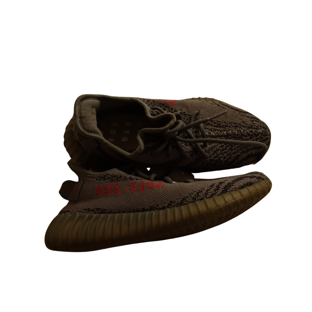 Yeezy Boost 350 in Dark Gray with Red Highlights